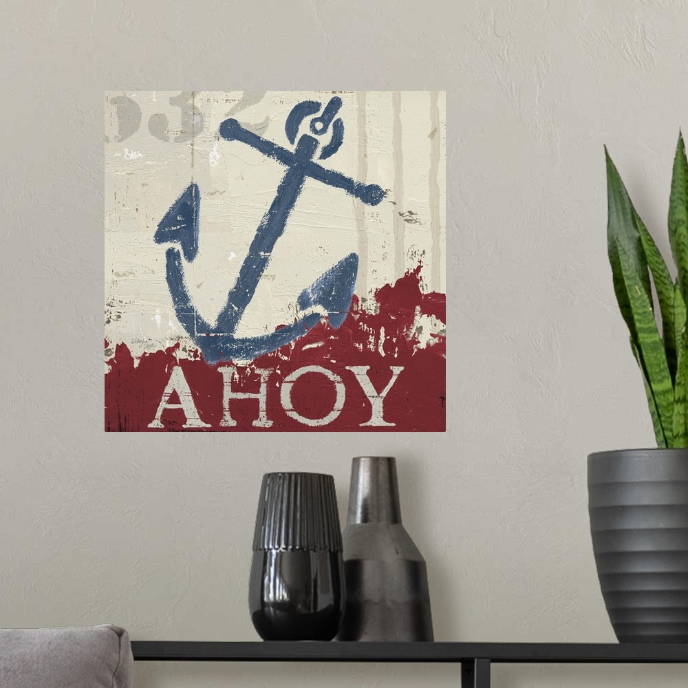 A modern room featuring Nautical IV Red