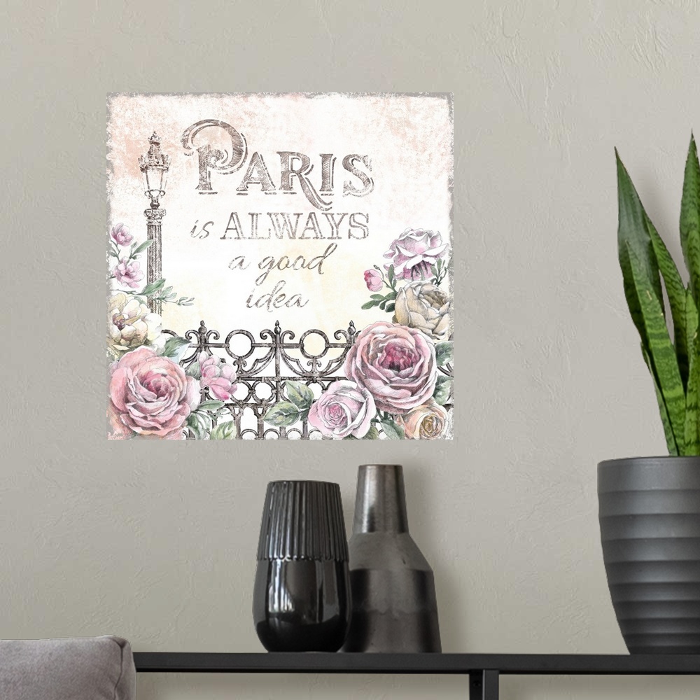 A modern room featuring Paris Roses IV