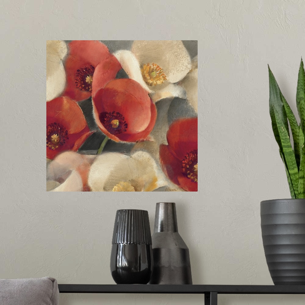 A modern room featuring Poppies Bloom II