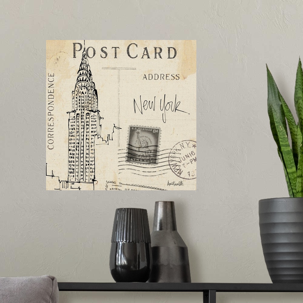 A modern room featuring Postcard Sketches I