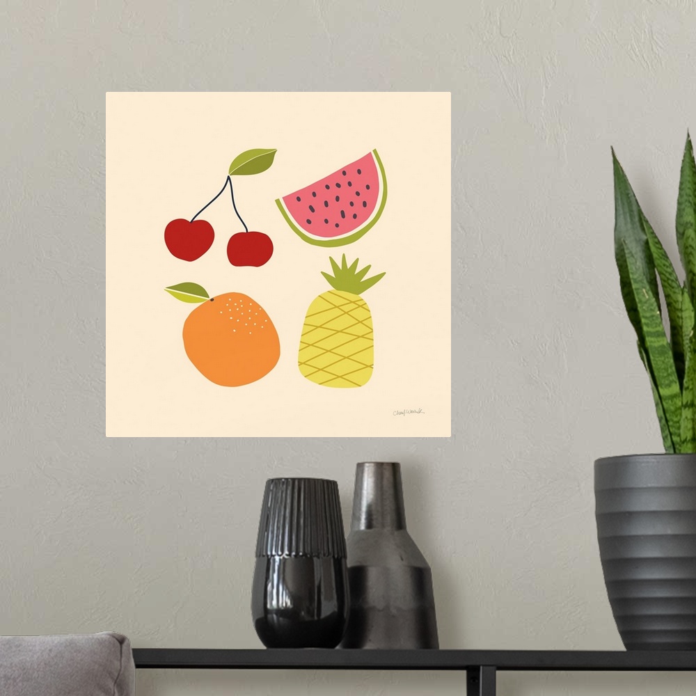 A modern room featuring Summer Fruits II