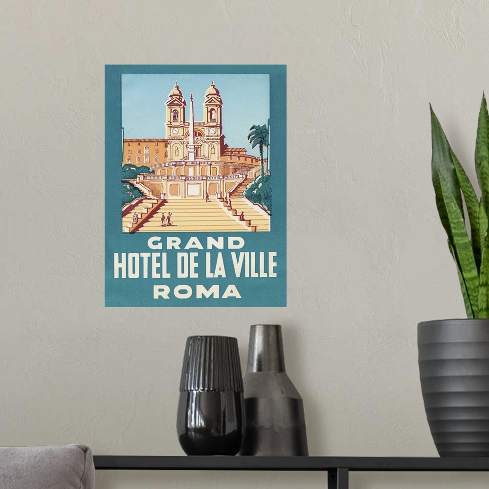 A modern room featuring Travel Poster IV