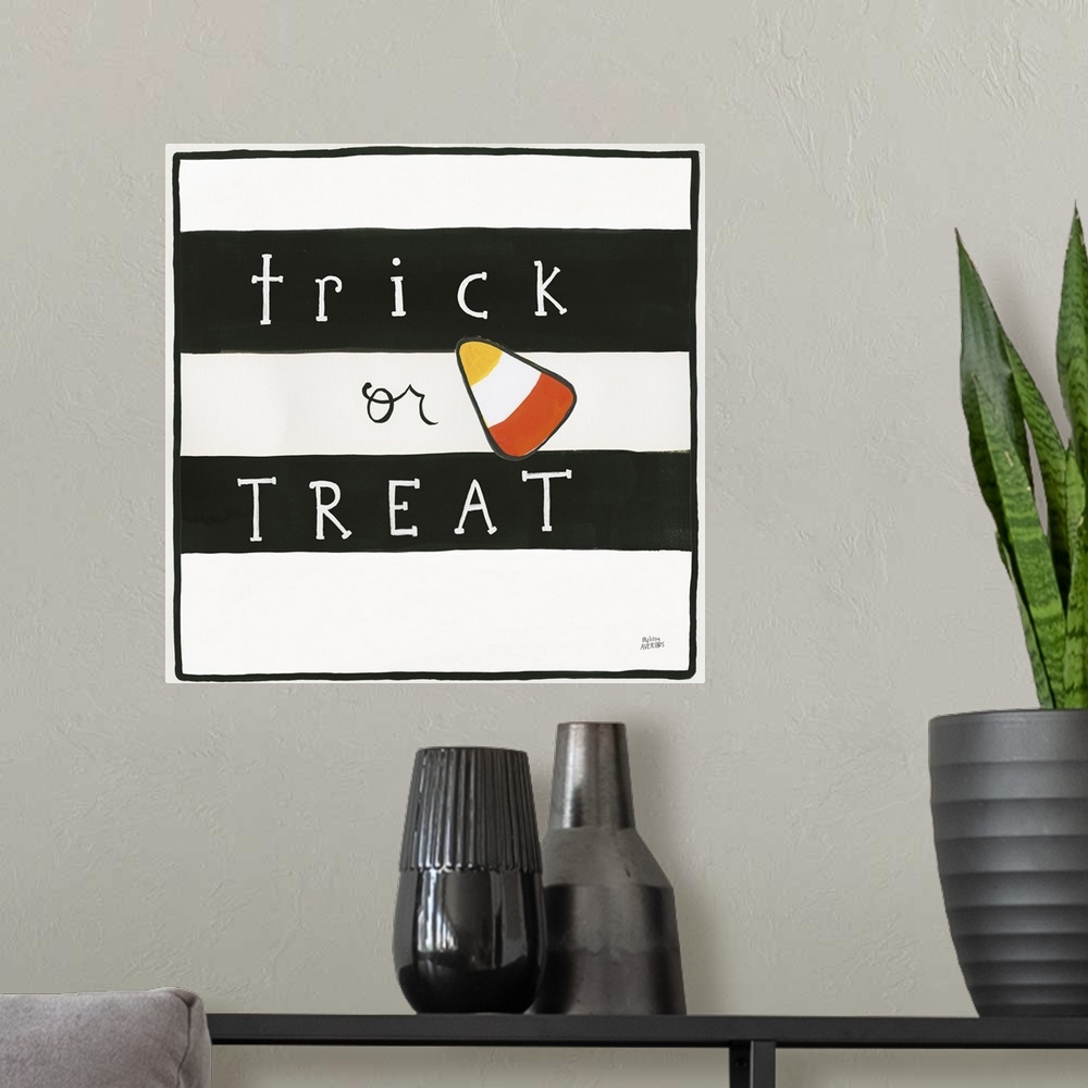 A modern room featuring Trick or Treat