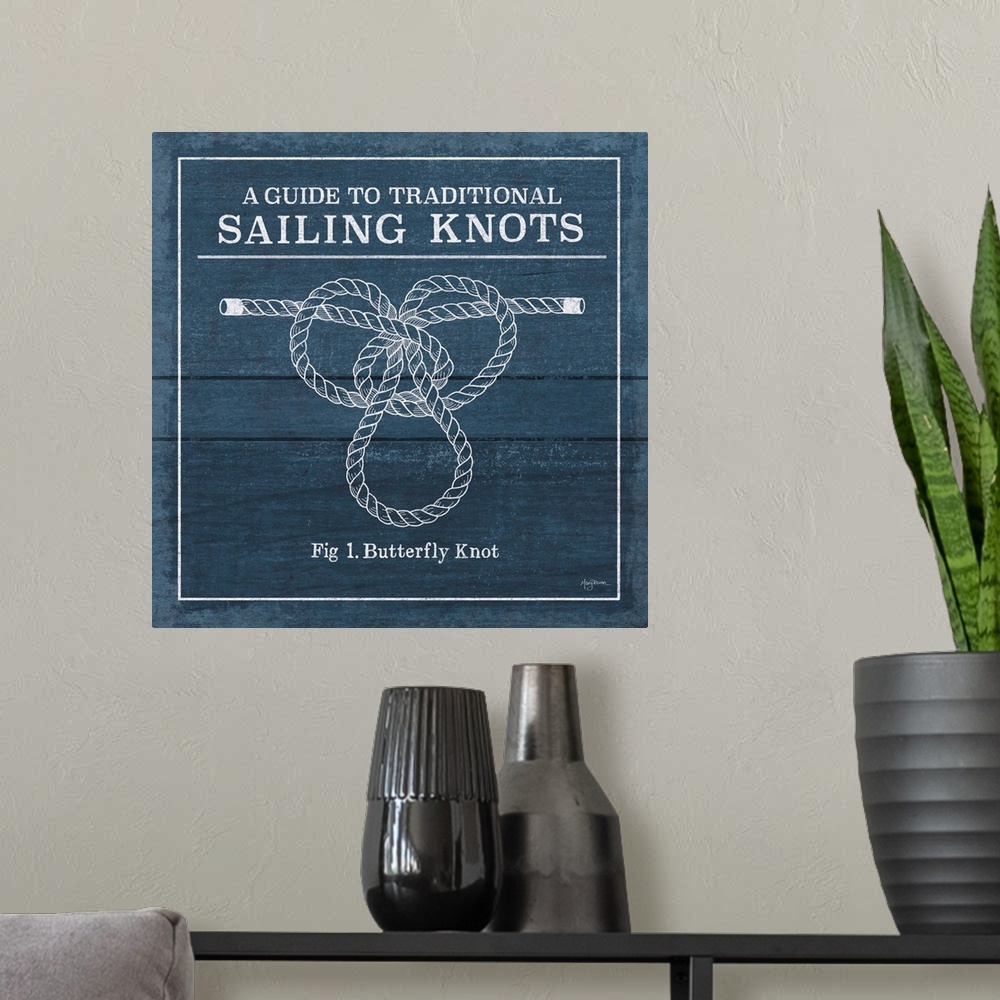 A modern room featuring "A Guide To Traditional Sailing Knots- Fig 1. Butterfly Knot"