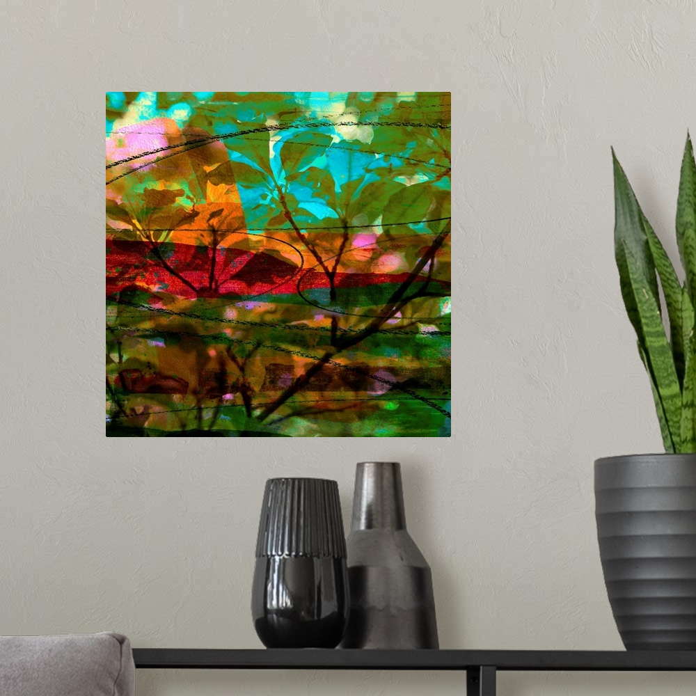 A modern room featuring Abstract Leaf Study III