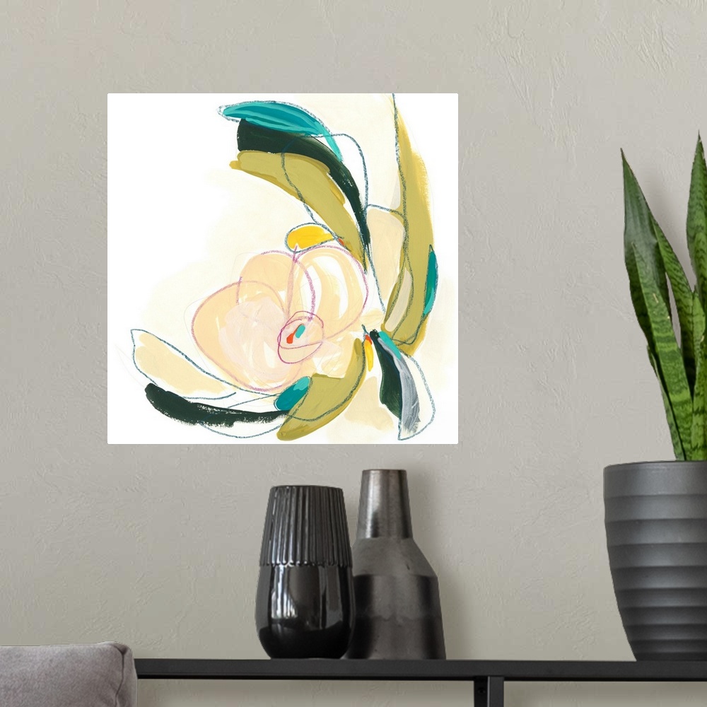 A modern room featuring Abstract Orchid II