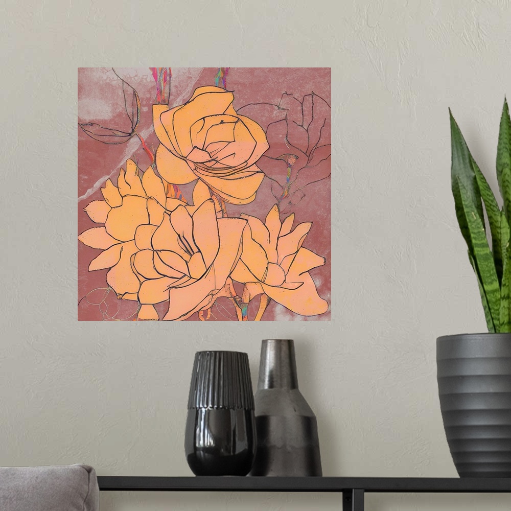 A modern room featuring Abstract Pale Roses