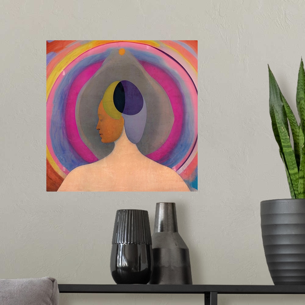 A modern room featuring Abstract Priestess