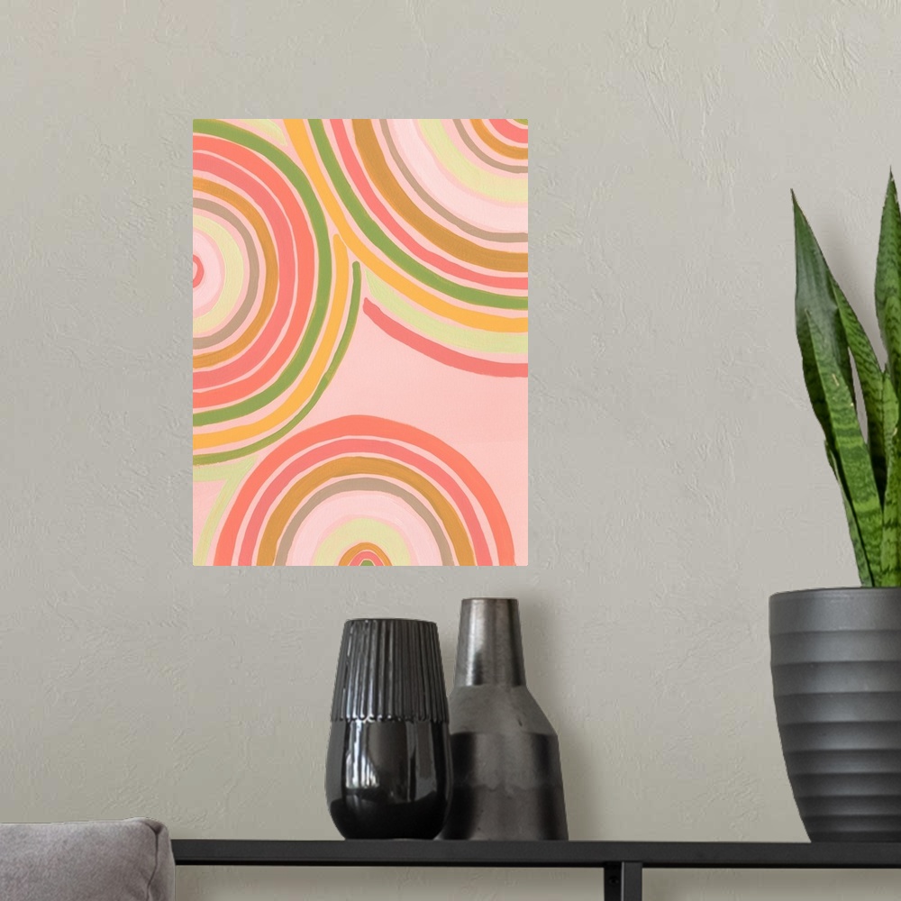 A modern room featuring Abstract Rainbow I