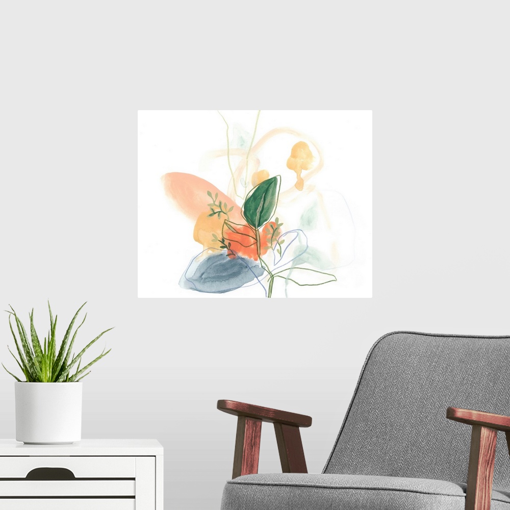 A modern room featuring Abstracted Bouquet II