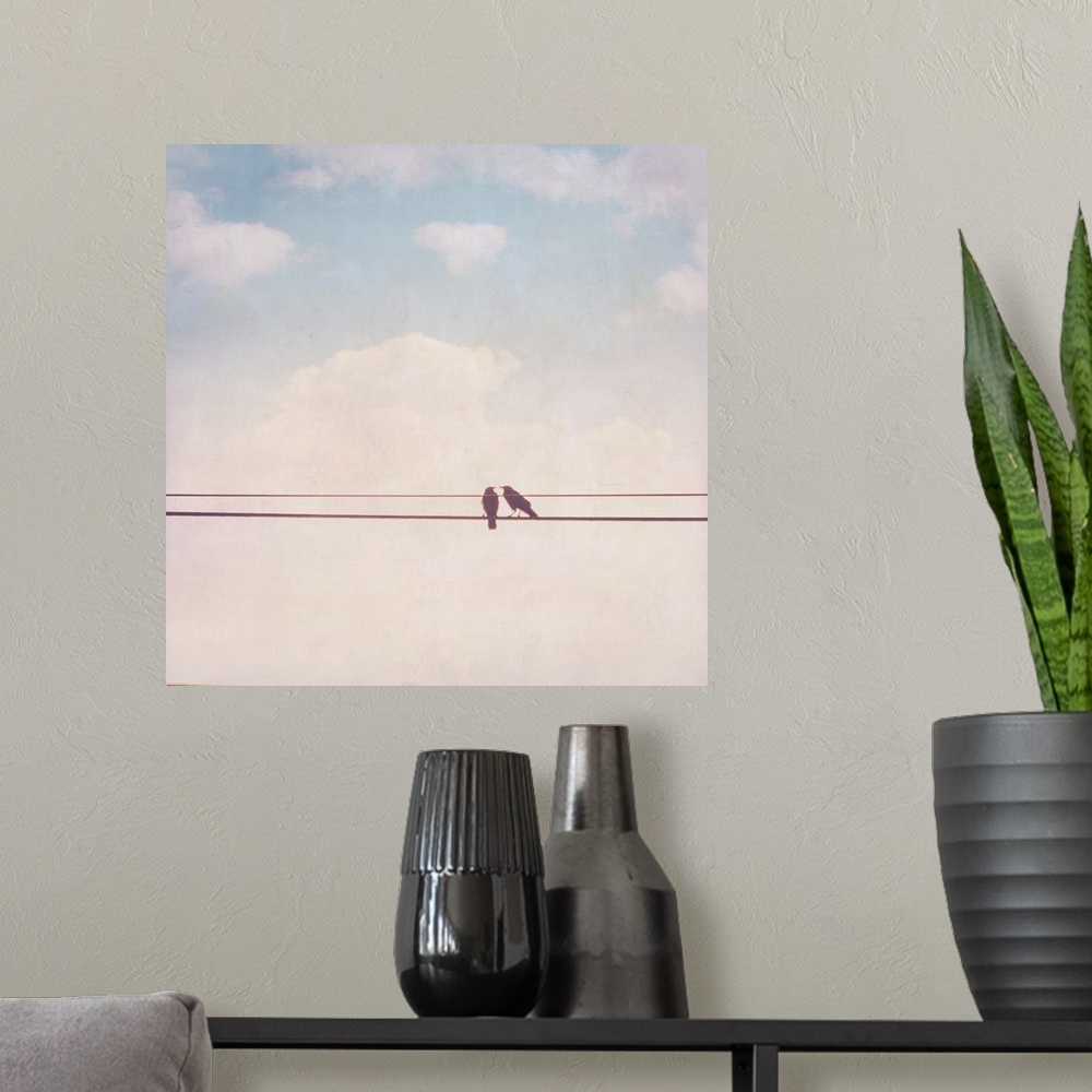 A modern room featuring Birds on Wires II