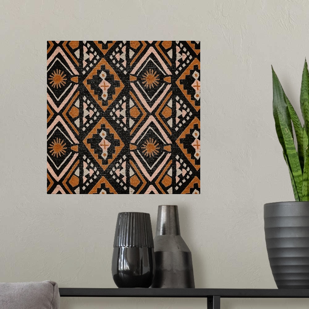 A modern room featuring Block Tribal Patterns I