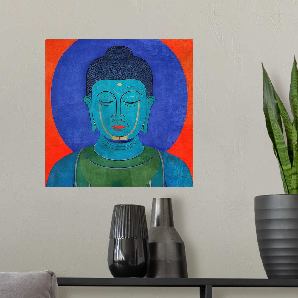 A modern room featuring Blue Buddha