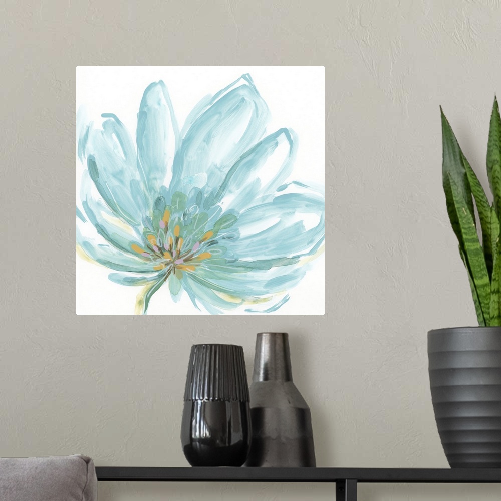 A modern room featuring Blue Floral Bloom I