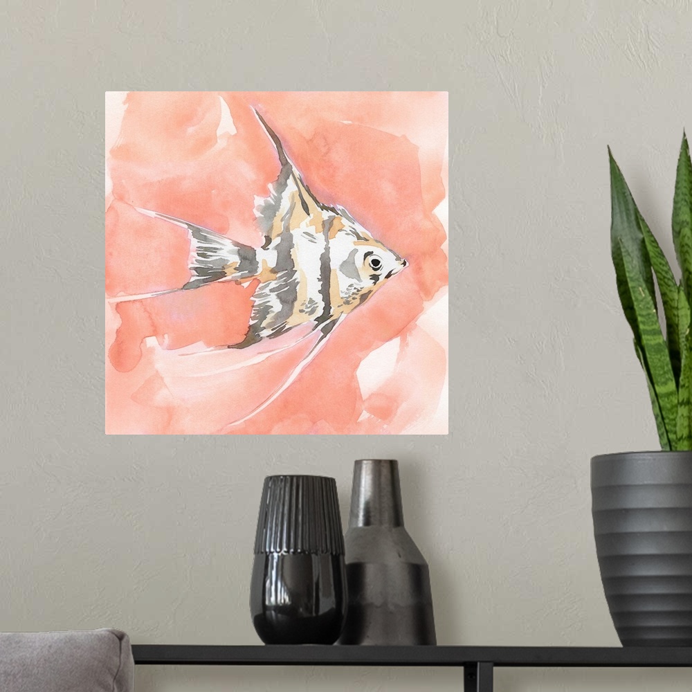 A modern room featuring Blush And Ochre Angel Fish I