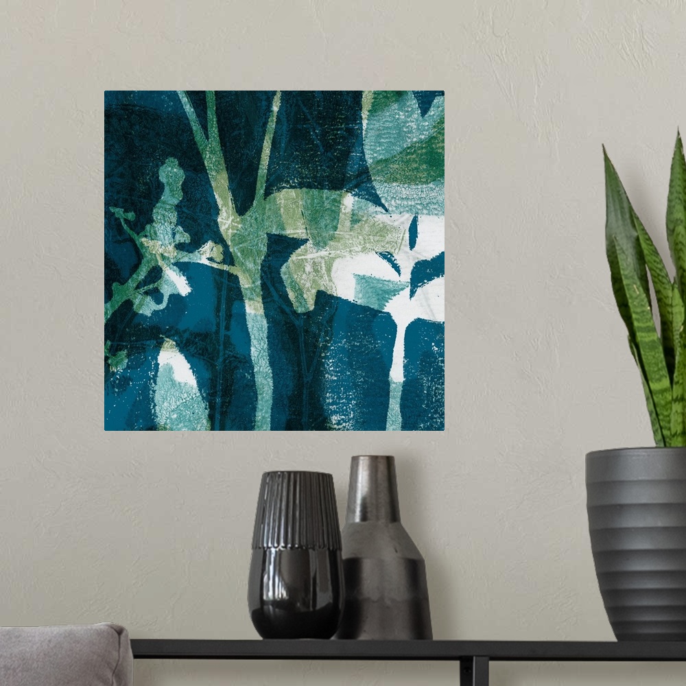 A modern room featuring Botanical Imprints In Blue II