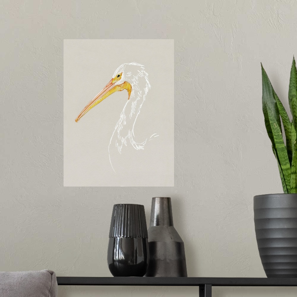 A modern room featuring Bright Pelican Sketch I