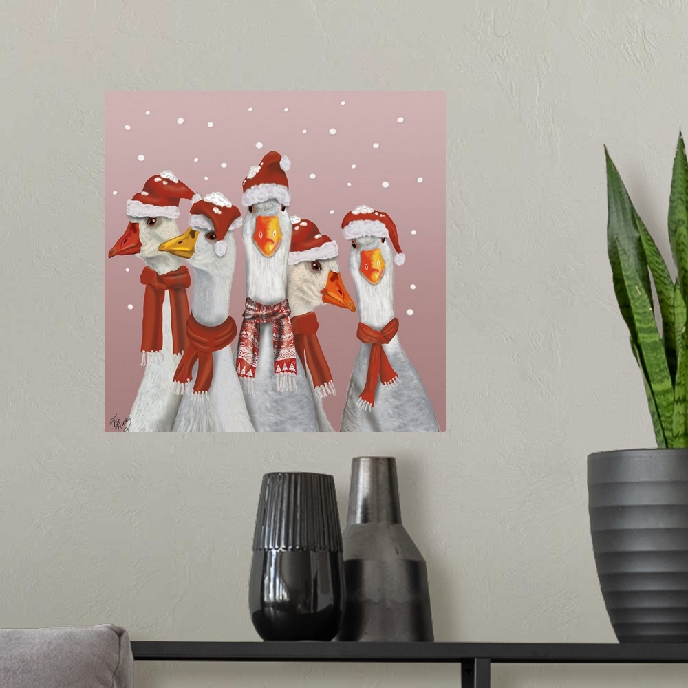A modern room featuring Christmas Gaggle of Geese