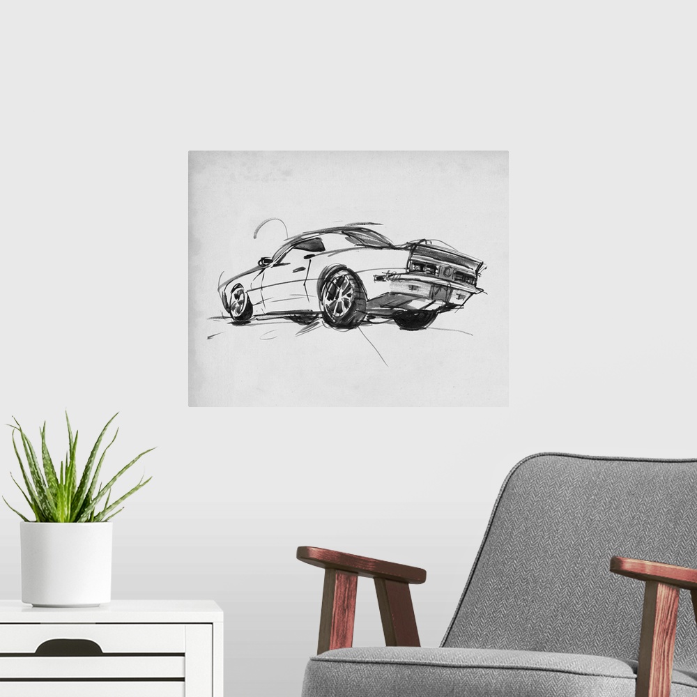 A modern room featuring Classic Car Sketch II