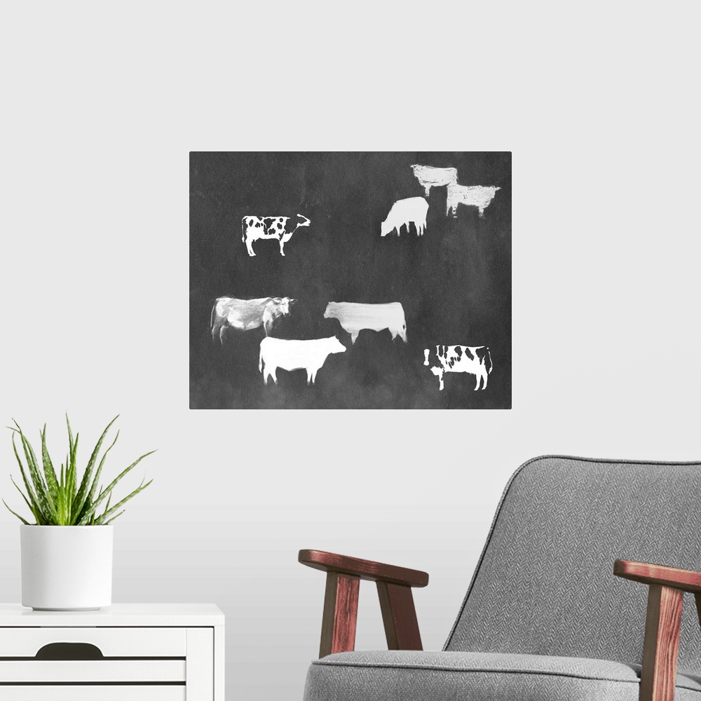 A modern room featuring Cow Collection II