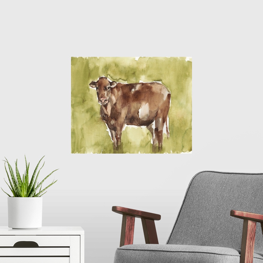 A modern room featuring Cow in the Field II