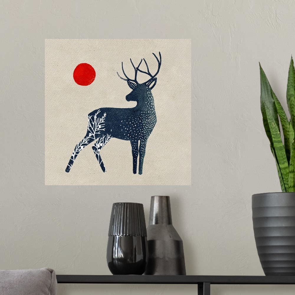 A modern room featuring Deer And Sun I