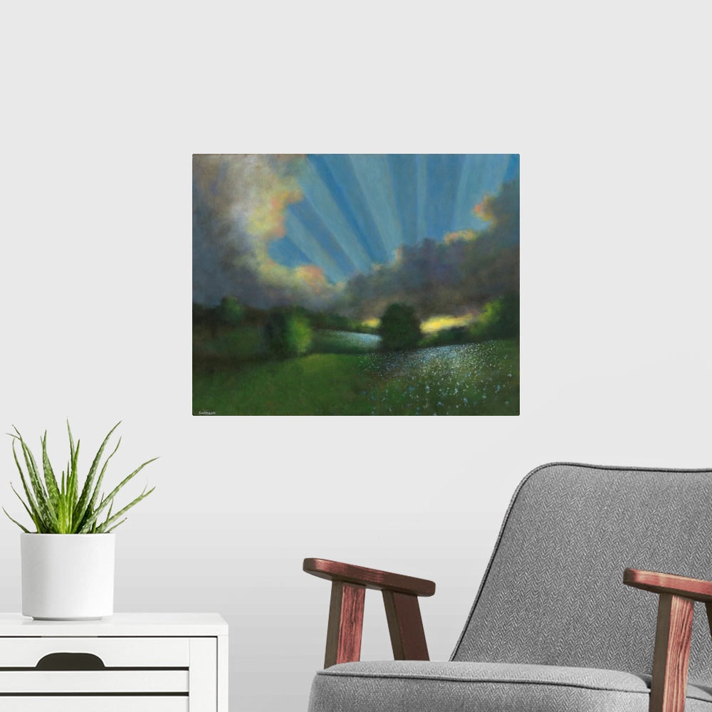 A modern room featuring Early Spring Morning II