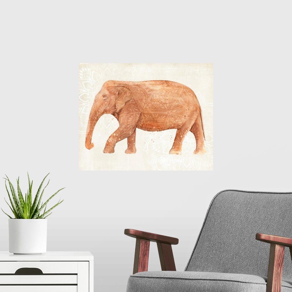A modern room featuring Elephant Wisdom II