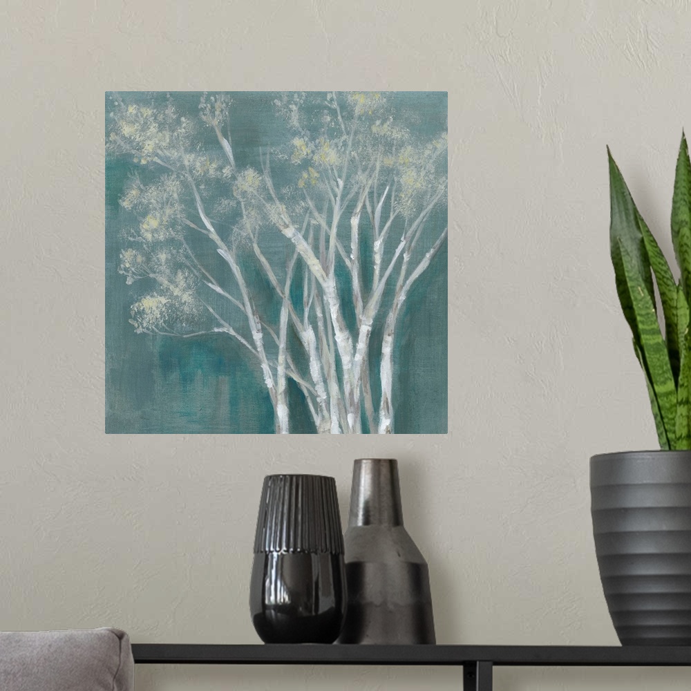 A modern room featuring Ethereal Birches I