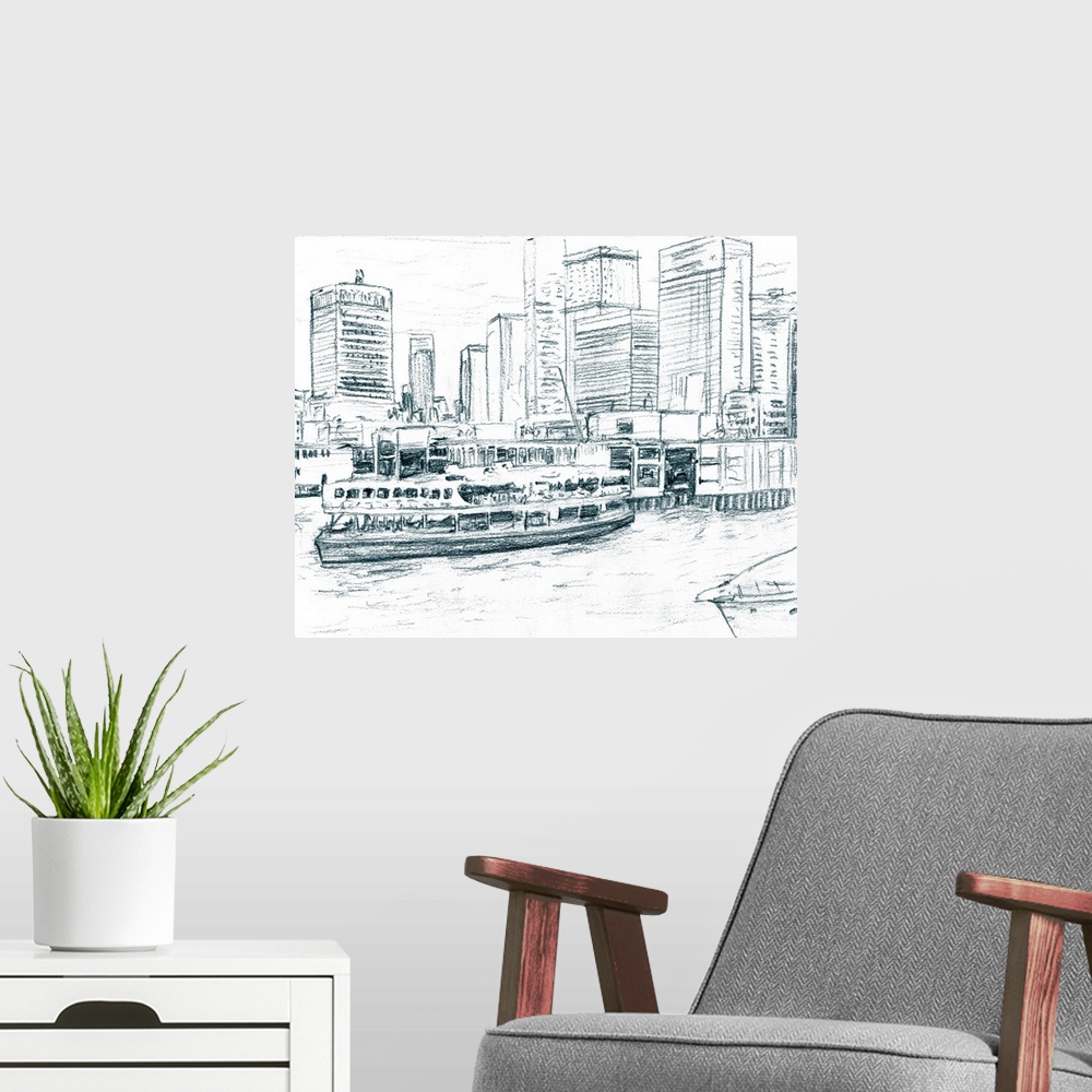 A modern room featuring Ferryboats IV