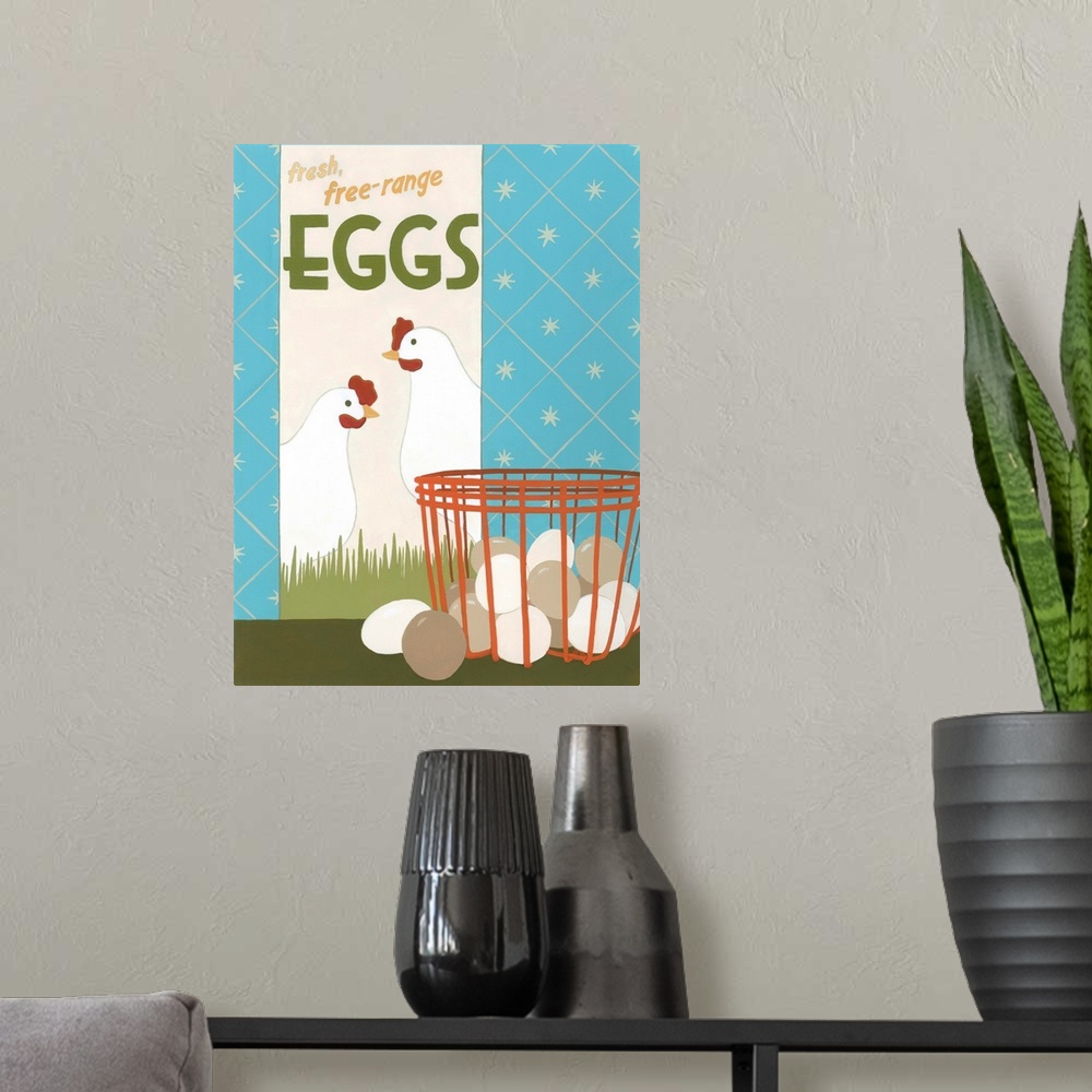 A modern room featuring Free-Range Eggs