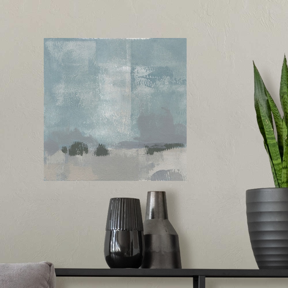 A modern room featuring Gris Abstrait I