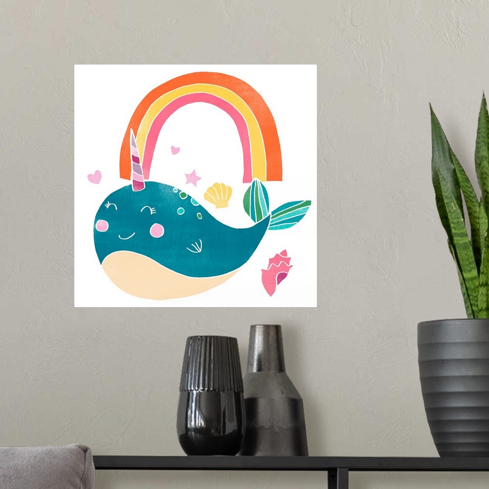 A modern room featuring Happy Narwals I