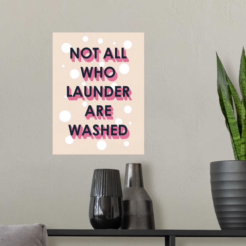 A modern room featuring Laundry Typography I
