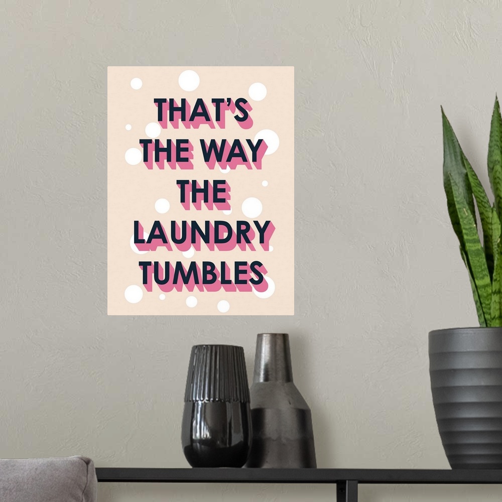 A modern room featuring Laundry Typography II