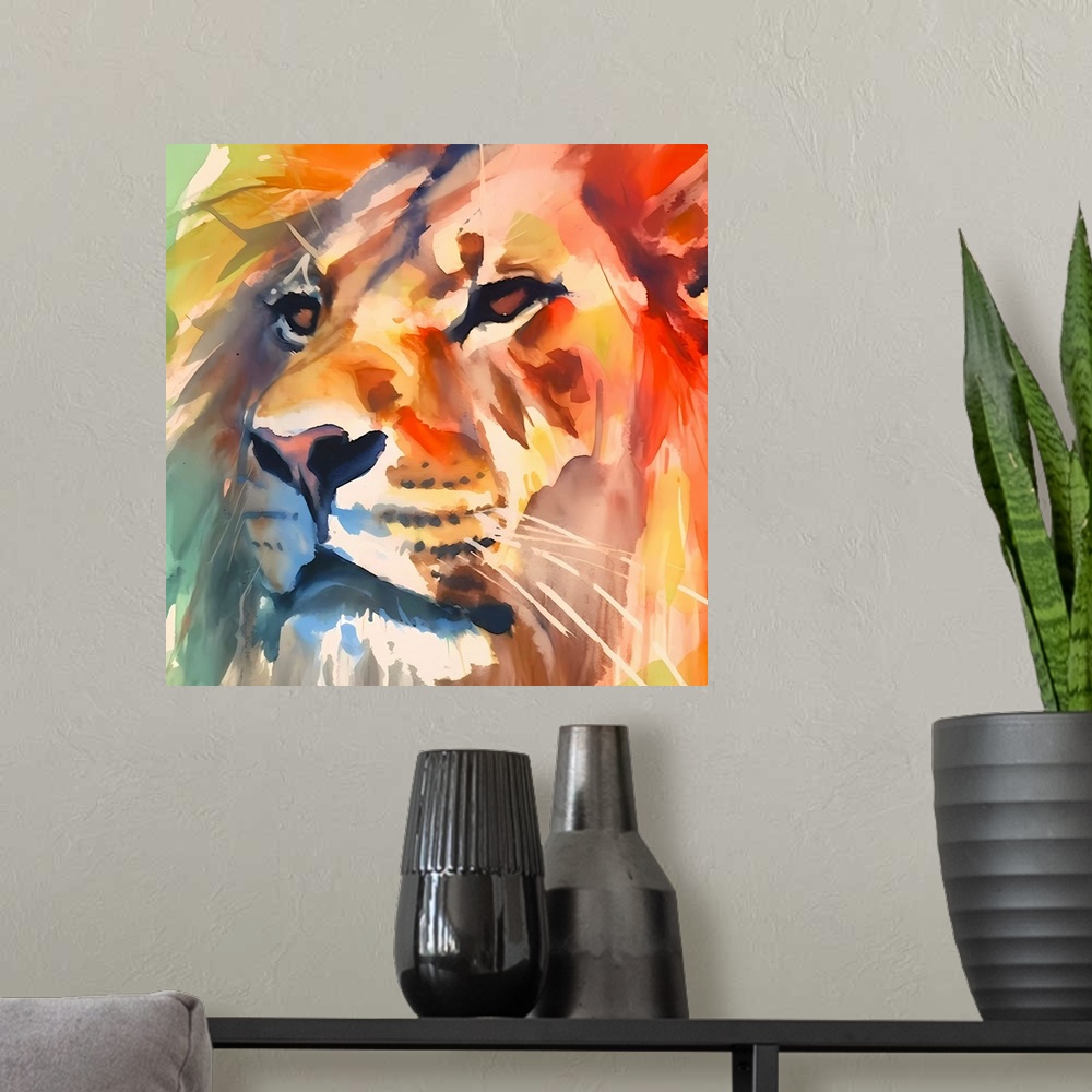 A modern room featuring Lion