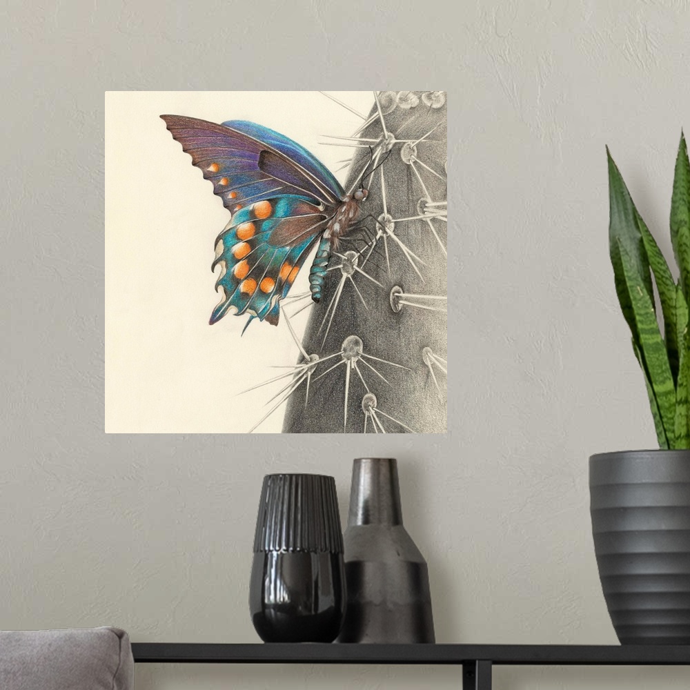 A modern room featuring Majestic Butterfly I