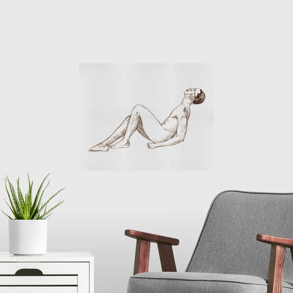 A modern room featuring Male Body Sketch IV