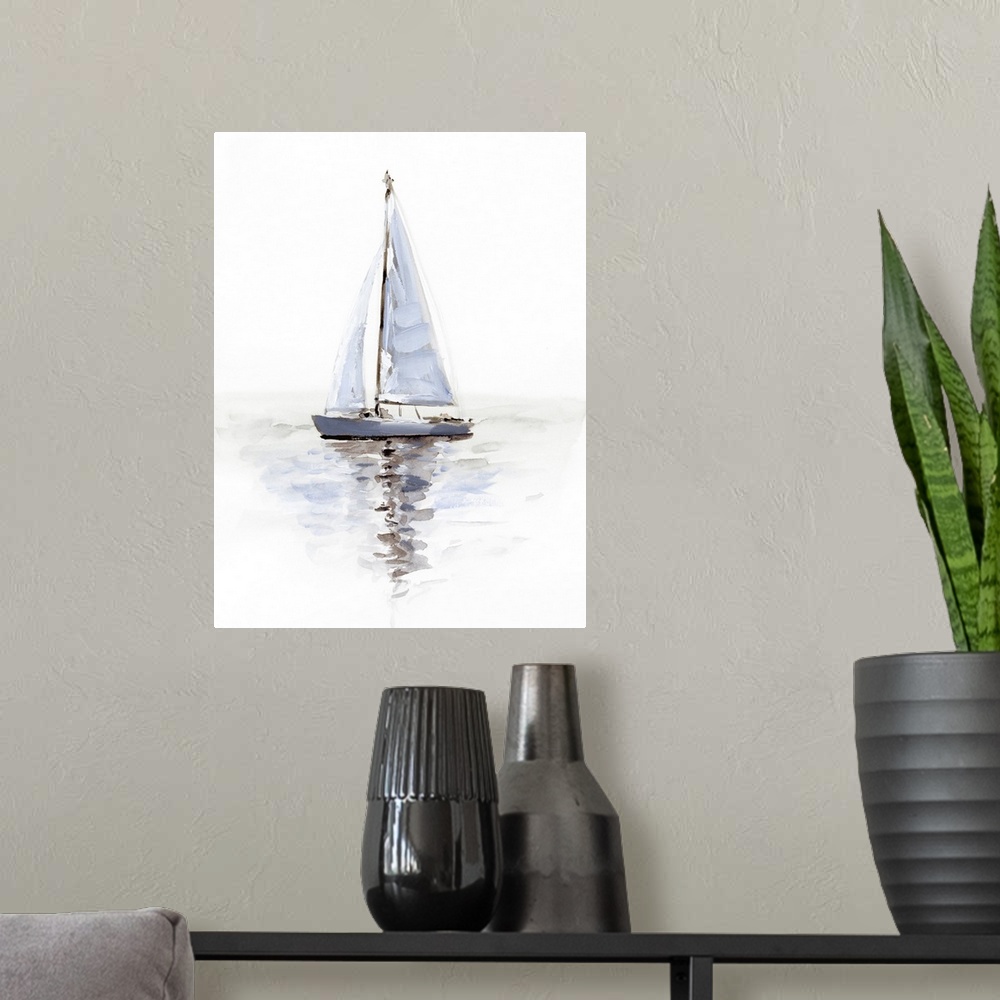 A modern room featuring Mirrored Sailboat II