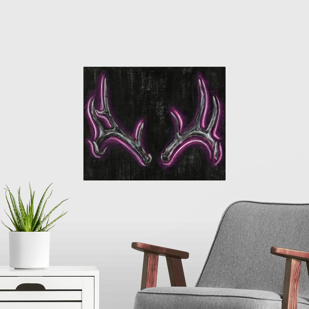 A modern room featuring Neon Antlers I