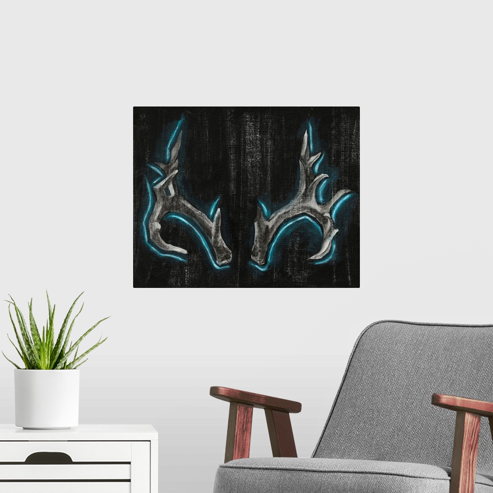 A modern room featuring Neon Antlers II