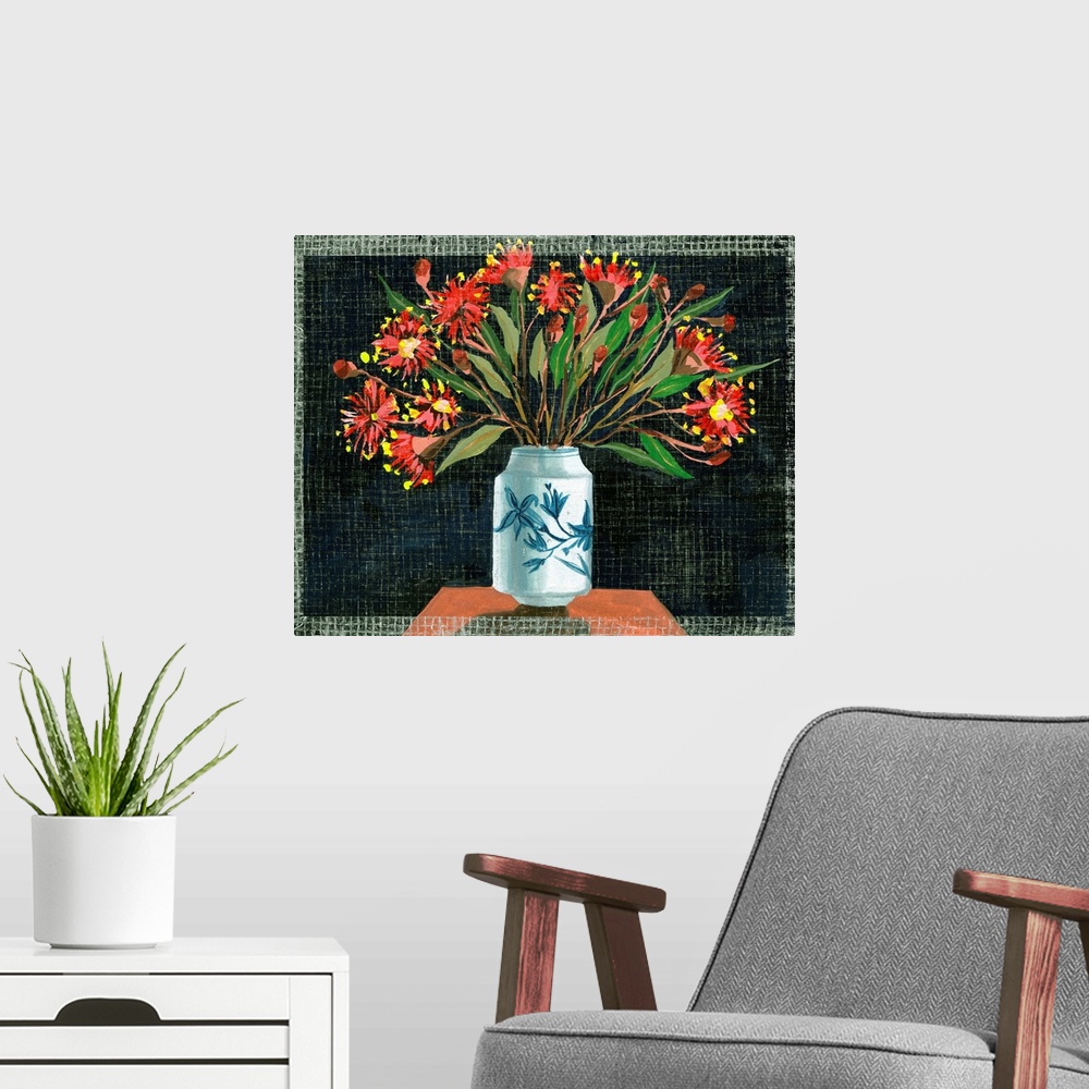 A modern room featuring Night Flowers I