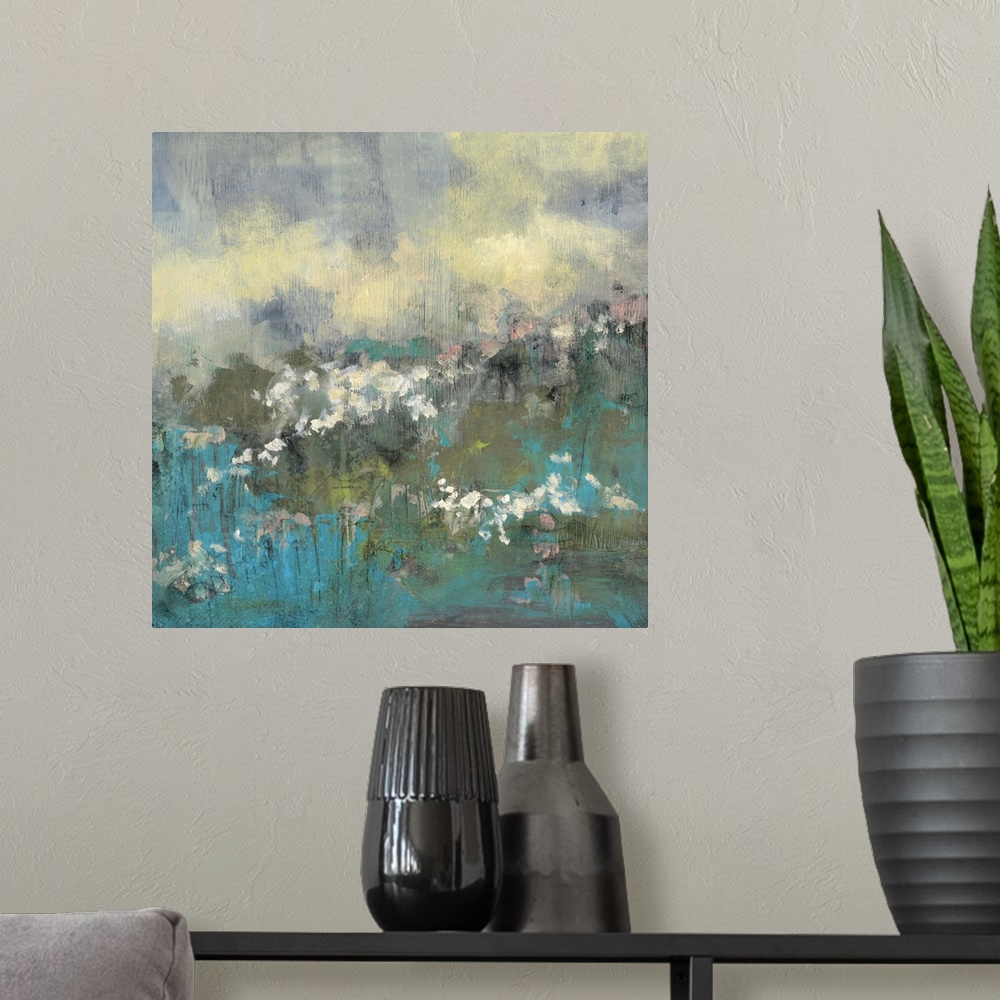 A modern room featuring Painterly Field II