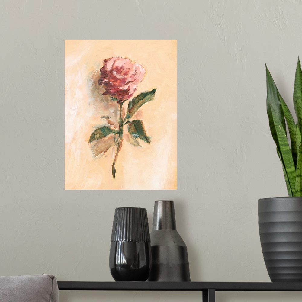 A modern room featuring Painterly Rose Study II