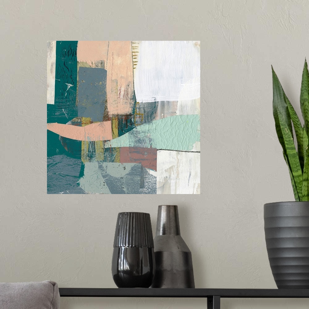 A modern room featuring Pastel Collage I