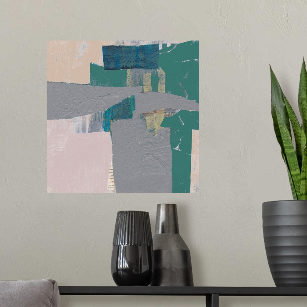 A modern room featuring Pastel Collage IV