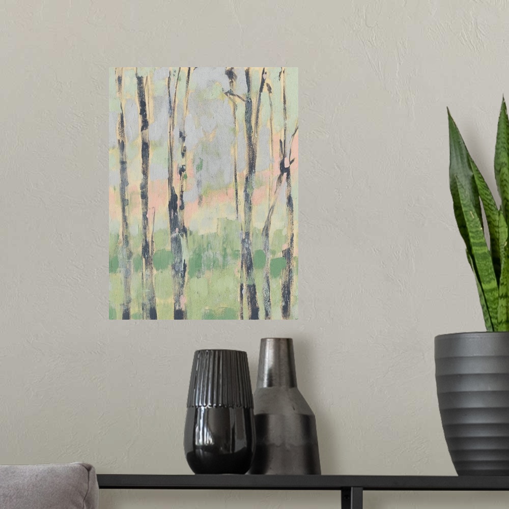A modern room featuring Pastels in the Trees II