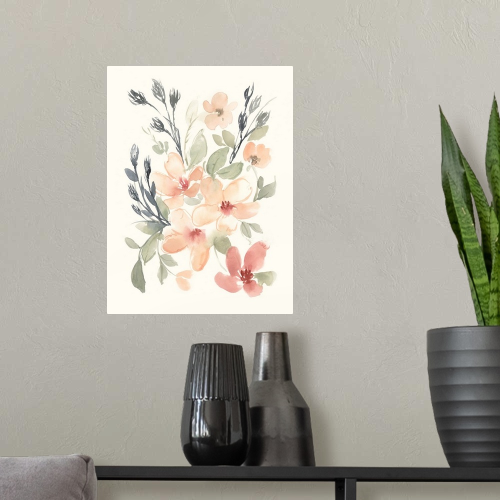 A modern room featuring Peachy Pink Blooms I
