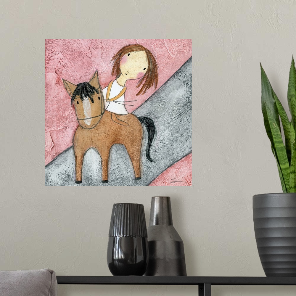 A modern room featuring Pink Horse