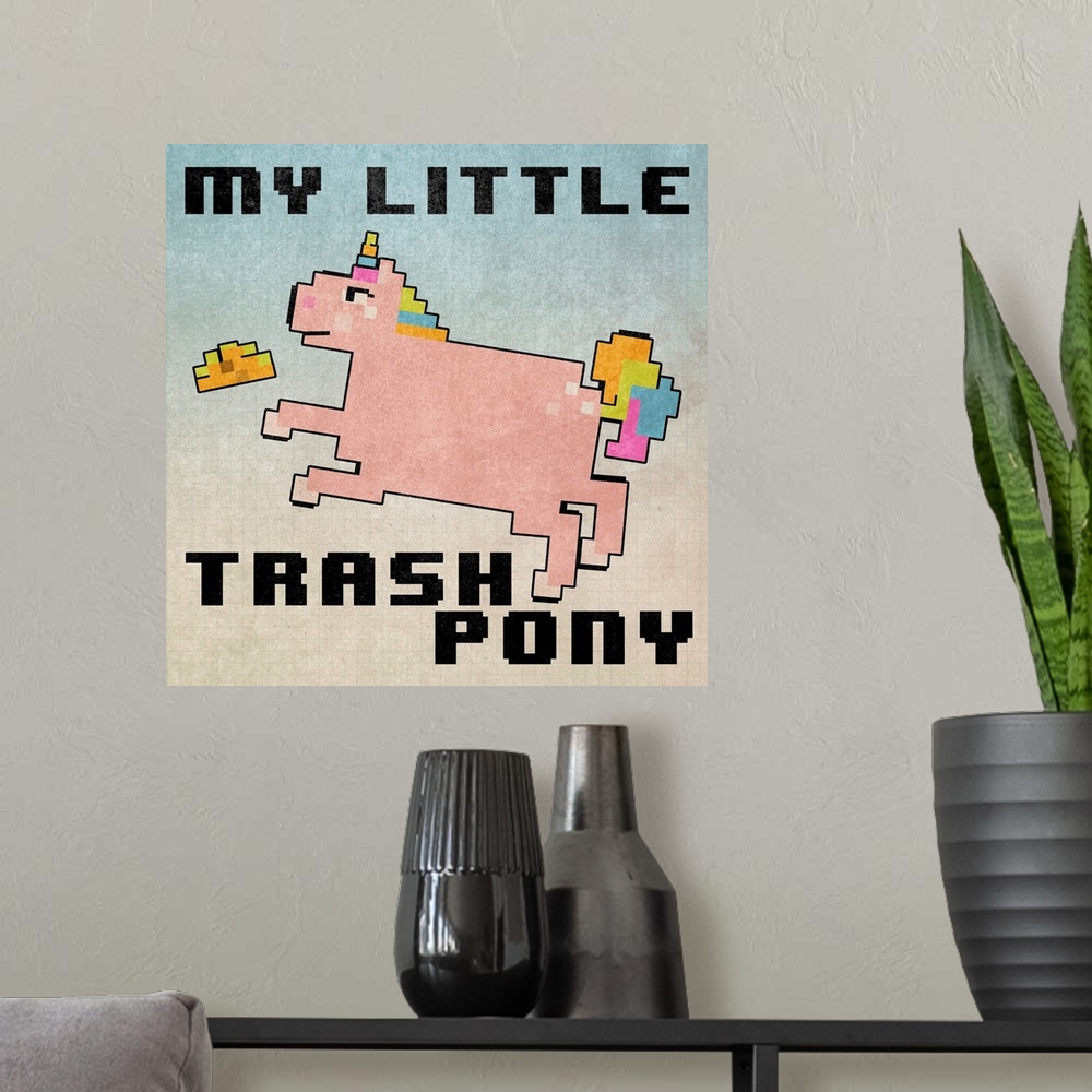 A modern room featuring Pixel Pony II